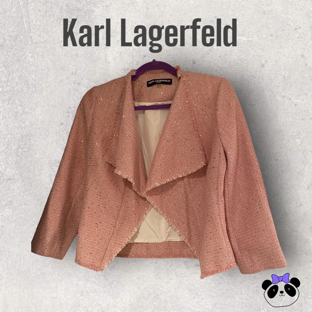 Karl Lagerfeld Pink Tweed & Sequin Jacket, Size 2, NWT